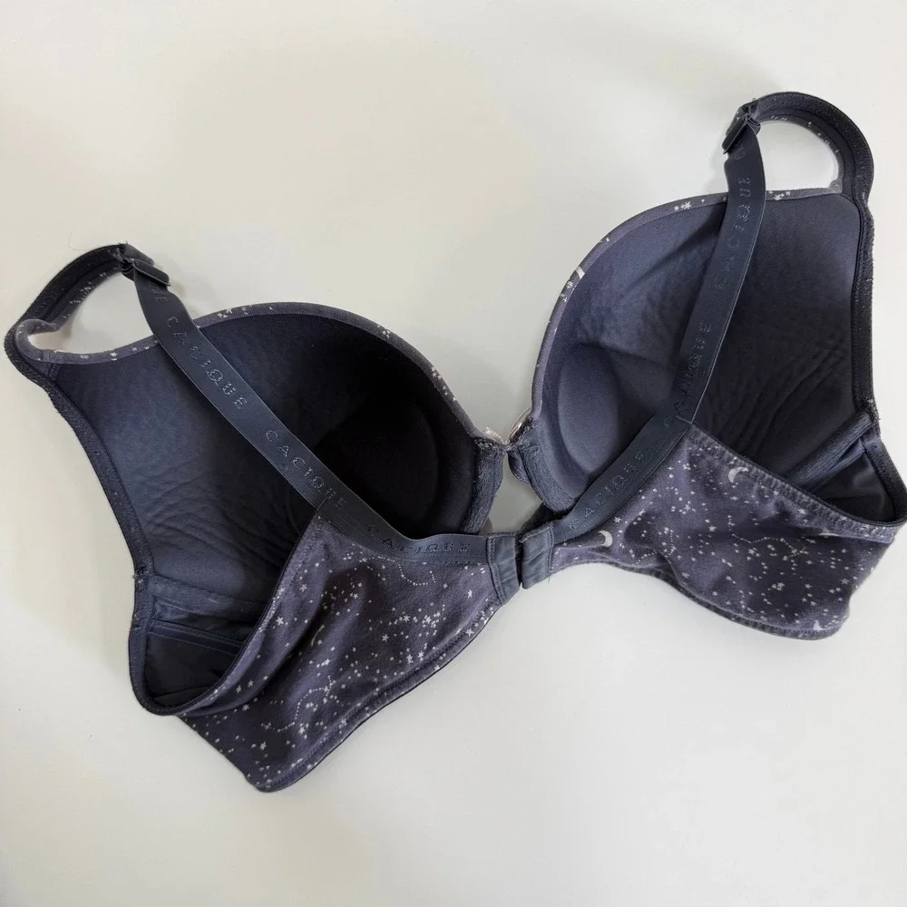 Cacique Celestial Print T Shirt Bra‎ 42C Moon Stars Full Coverage Lounge
